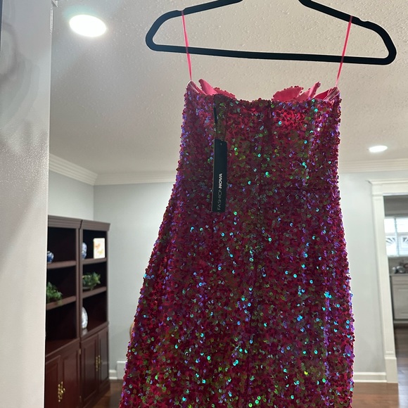 NWT Pink Sequin Maxi Formal Dress With Slit - Picture 8 of 9